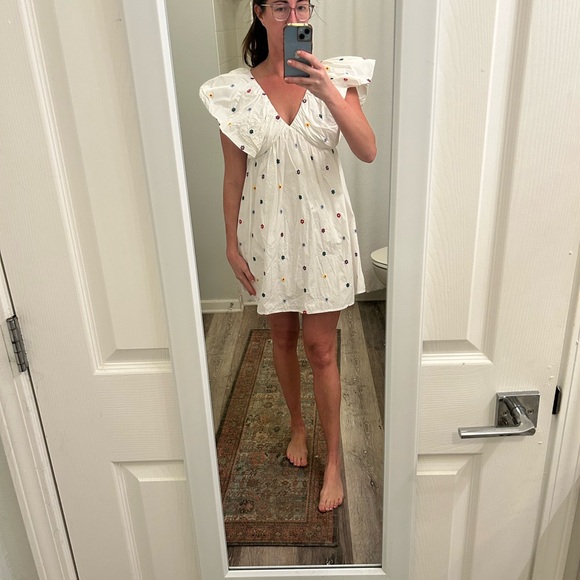 Day + Moon Dresses & Skirts - Elegant White Ruffle Sleeve Mini Dress